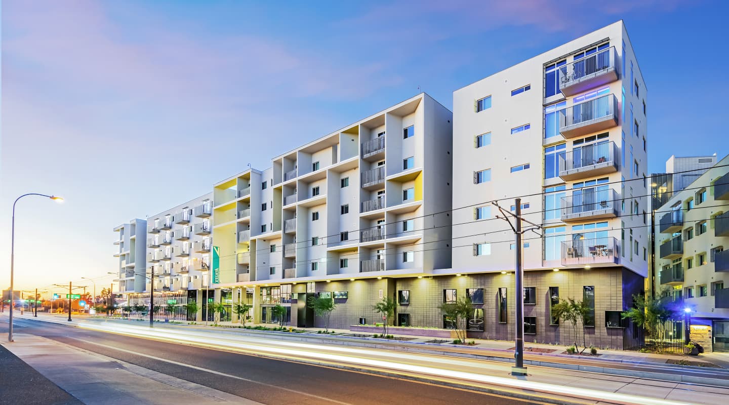 Outside of a dorm building